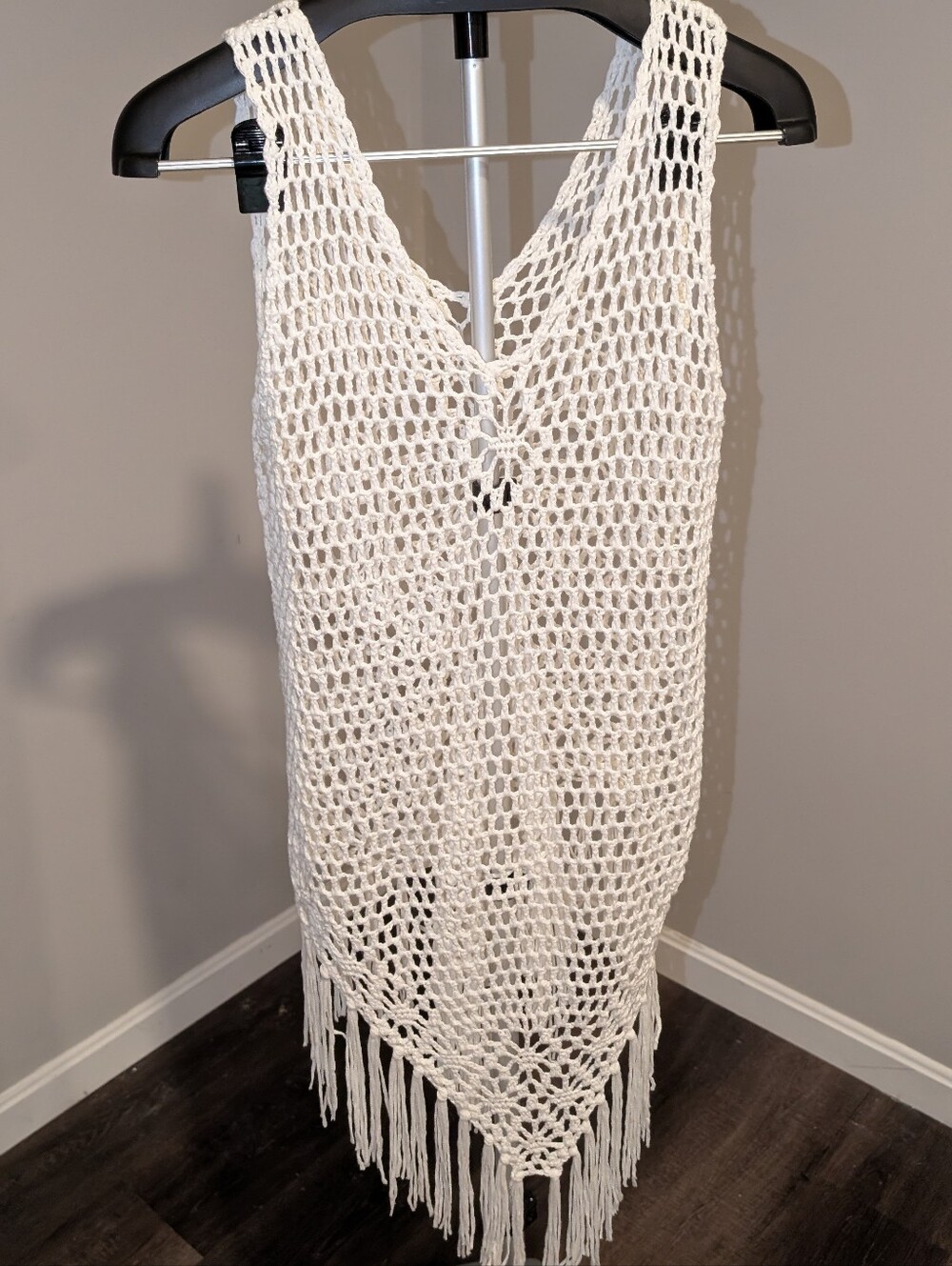 Shein Women's White Crochet Swim Cover-Up Dress